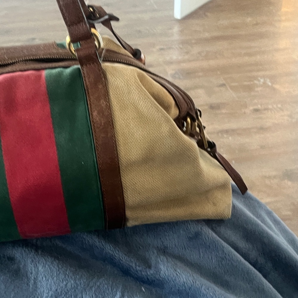 Boston Gucci Handbag Cloth material trimmed in leather… Fair/Good condition